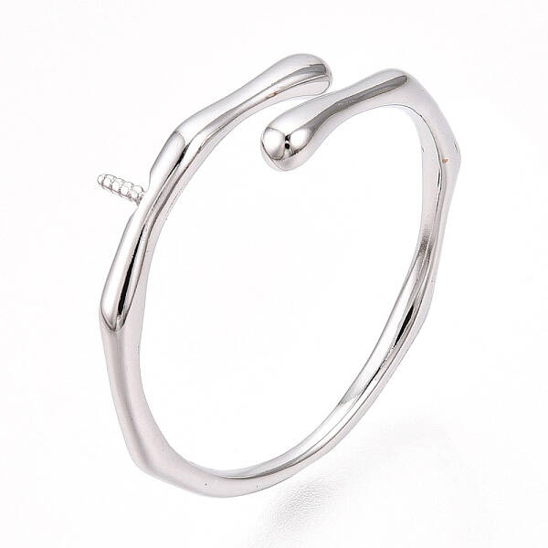 Rhodium Plated 925 Sterling Silver Open Cuff Ring Settings
