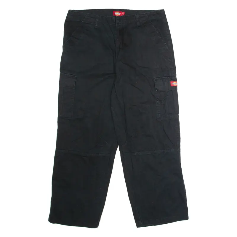 DICKIES Workwear Cargo Mens Twill Trousers Black Regular Straight W34 L27