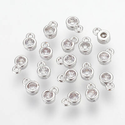 Brass Clear Cubic Zirconia Charms