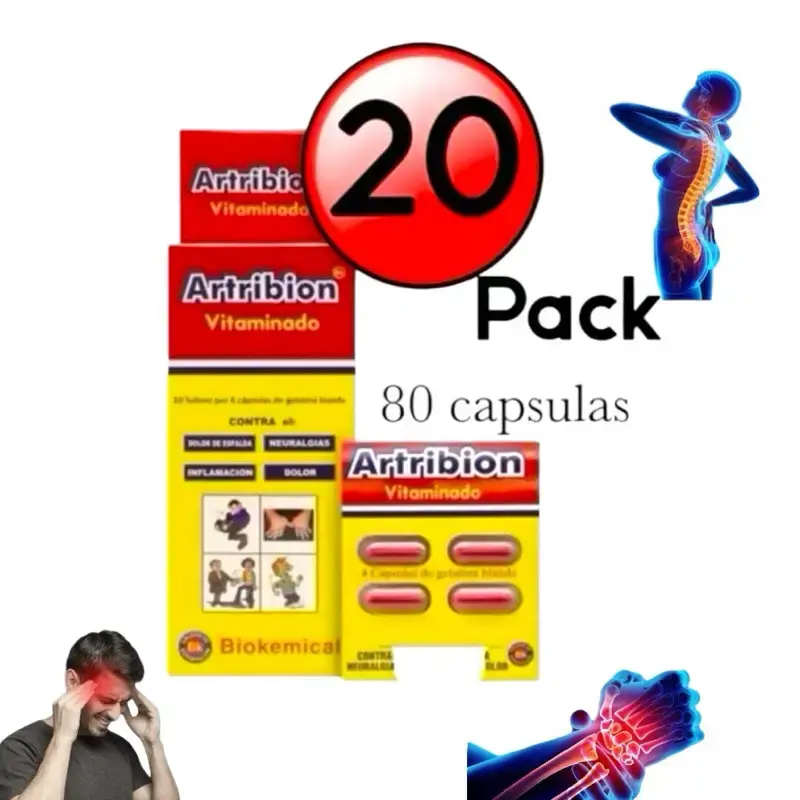 Atri Bion 80 Días 20 sobres de 4 cápsulas RojoAntioxidant Dietary Supplement - 10 Microdoses of Vitamin B1, B2, B3, MSM, Gl...