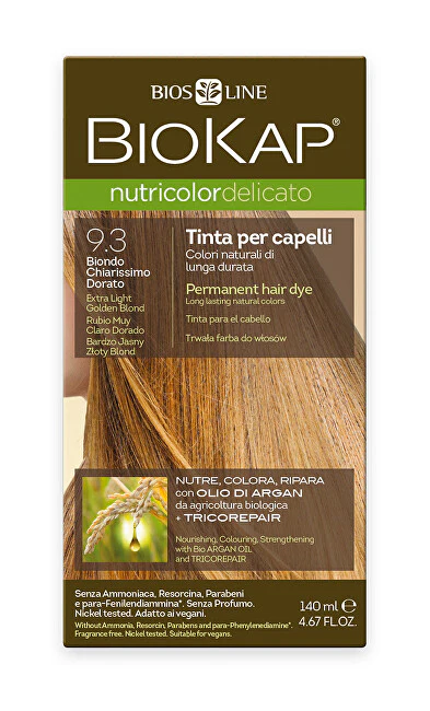 Biokap NUTRICOLOR DELICATO - Hair color - 9.30 Golden blonde - Extra light 140 ml