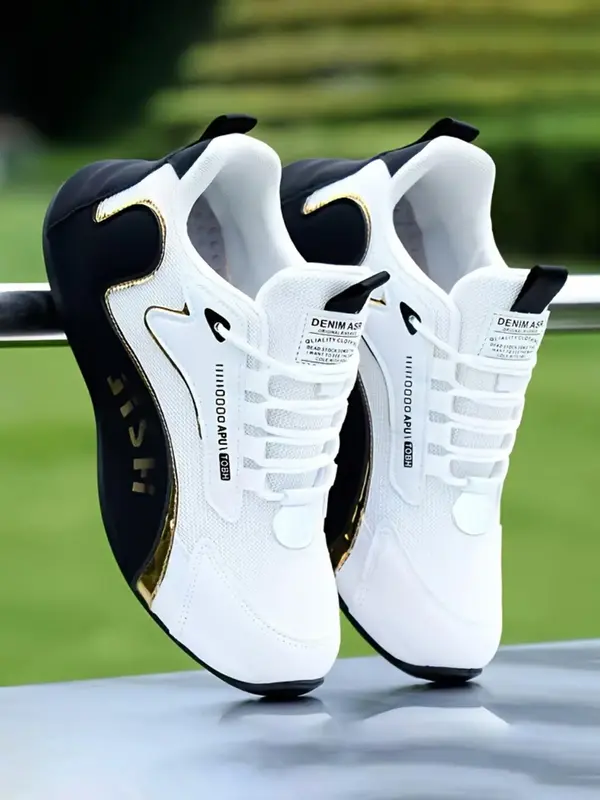 Men's Summer Sporty Lace Up Low Top Color Block Sneakers, Men's Back To School Athletic Shoes 2024, Casual Comfortable Breath...