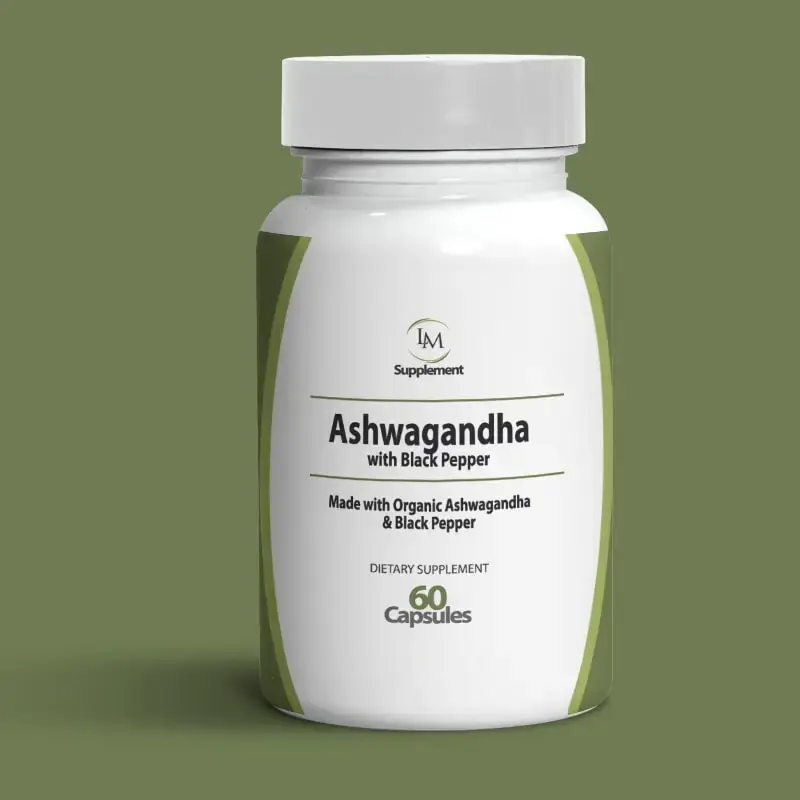Ashwagandha with Black Pepper - 60 Capsules - Dietary Supplement - Made with Organic Ashwagandha & Black Pepper - Optimum Hea...