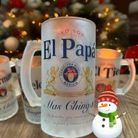 El Papa Mas Chingon Personalized Men's Frosted Beer Mug - 16oz Drinkware Cup - Washable & Reusable with Check-Out Option - Tu...