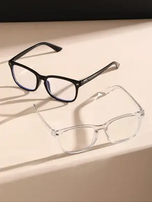 Simple Eyeglasses for Everyday Use (2 Pairs), Basic Square Frame Fashion Eyeglasses for Women & Men, Fashion Eyeglasses for W...