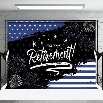 Dark Vibe USA Flag Happy Retirement Celebration Backdrop