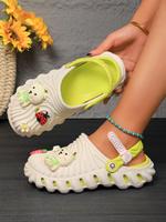 Women's Cute Cartoon Bear Design Clogs, Casual Comfortable Breathable Non-slip Clogs, Fashionable Shoes for Indoor & Outdoor ...