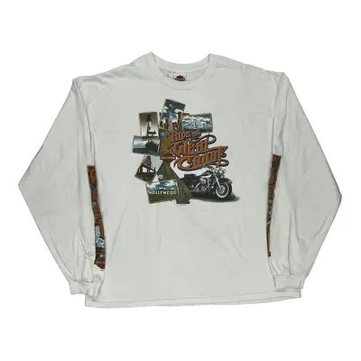 Route 66 Harley Davidson Graphic Long Sleeve T-Shirt - 3XL White Cotton