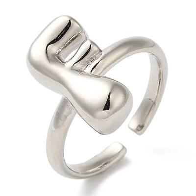 Initials Brass Open Cuff Ring for Women