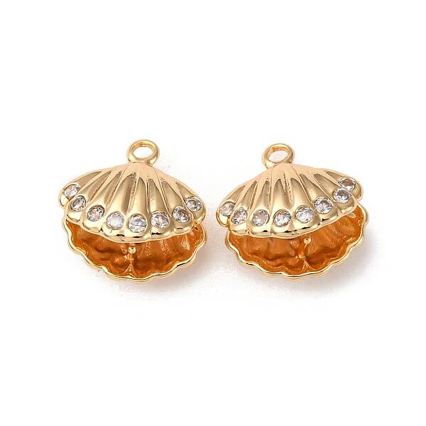Brass Micro Pave Clear Cubic Zirconia Charms