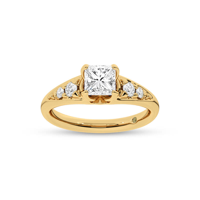 Lyon Tapered Pavé Princess Cut Lab Grown Diamond Engagement Ring | 18K Yellow Gold 2 3/4 CT. TW.