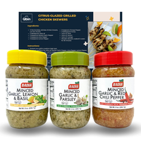 Badia Minced Garlic Trio: Lemon & Basil, Garlic & Parsley, and Red Chili Pepper - 8 oz Jars, Gourmet Seasoning Collection - Q...