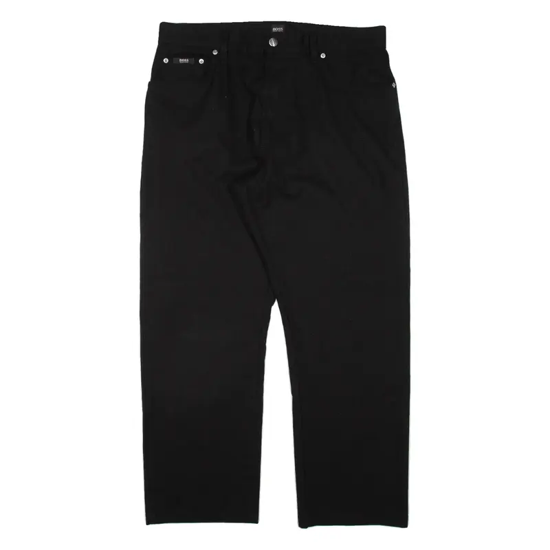 HUGO BOSS Montana Mens Trousers Black Relaxed Straight Wool W36 L26