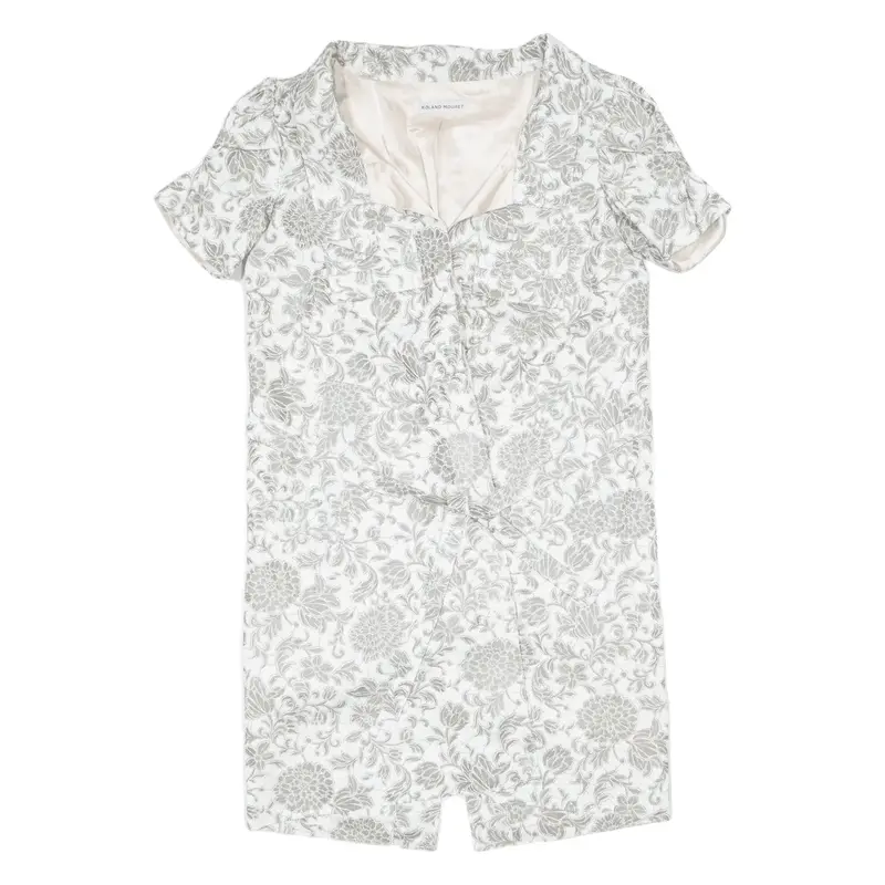 ROLAND MOURET Biscay Jacket Dress Cream Floral Short Sleeve Knee Length Womens UK 12