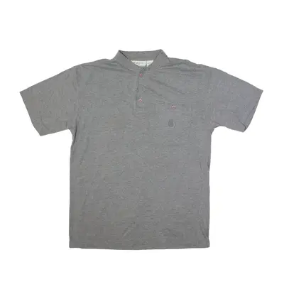 MARQUIS Band Collar Polo Shirt Grey Short Sleeve Mens L
