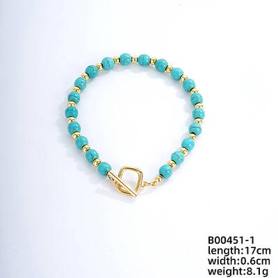 Fashionable Korean Style Brass Synthetic Turquoise Bracelets