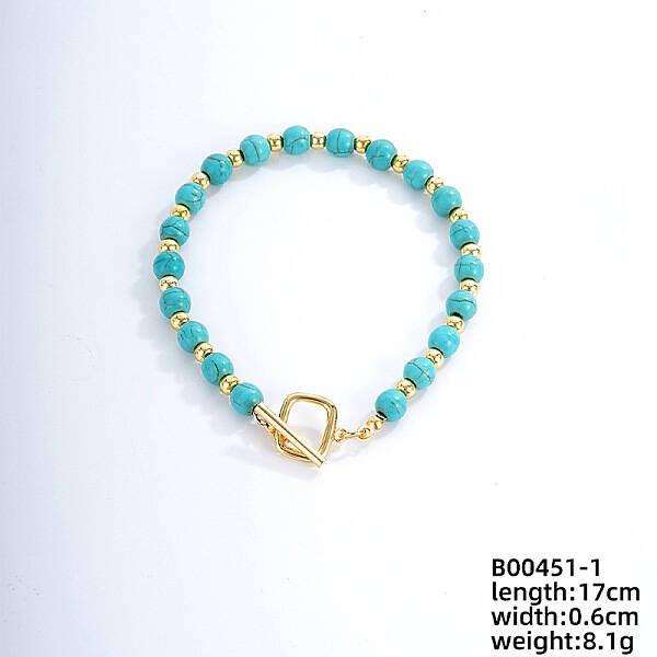Fashionable Korean Style Brass Synthetic Turquoise Bracelets