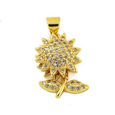 Real 18K Gold Plated Brass Micro Pave Cubic Zirconia Pendants