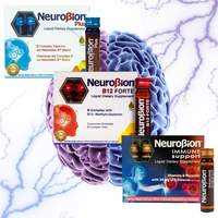 Neuro Viral Vitamin Bundle - B12 Forte + B12 Plus + Immune Support -Liquid Dietary Supplement - 10 Vials with Vitamin B12 & V...