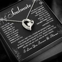 To My Soulmate Heart Necklace With Message Card & Gift Box, I Love You Forever, Romantic Necklace, Fiancée Anniversary & Val...