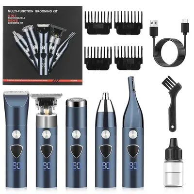 5 in 1 Multifunctional Hair Clipper Set, Hair Grooming Body Nose Hair Eyebrow Trimmer, Portable Cordless Rechargeable Beard T...