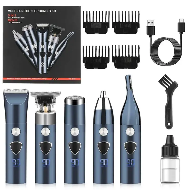 5 in 1 Multifunctional Hair Clipper Set, Hair Grooming Body Nose Hair Eyebrow Trimmer, Portable Cordless Rechargeable Beard T...