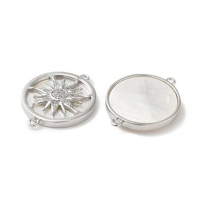 Brass Micro Pave Clear Cubic Zirconia Sun Connector Charms