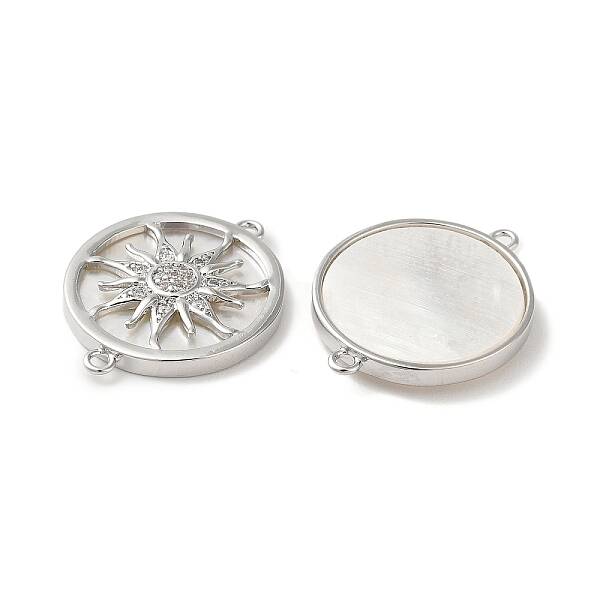 Brass Micro Pave Clear Cubic Zirconia Sun Connector Charms