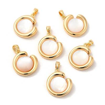 Brass Pave Shell Pendants