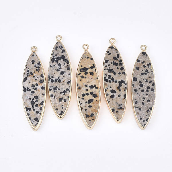 Electroplate Natural Dalmatian Jasper Big Pendants