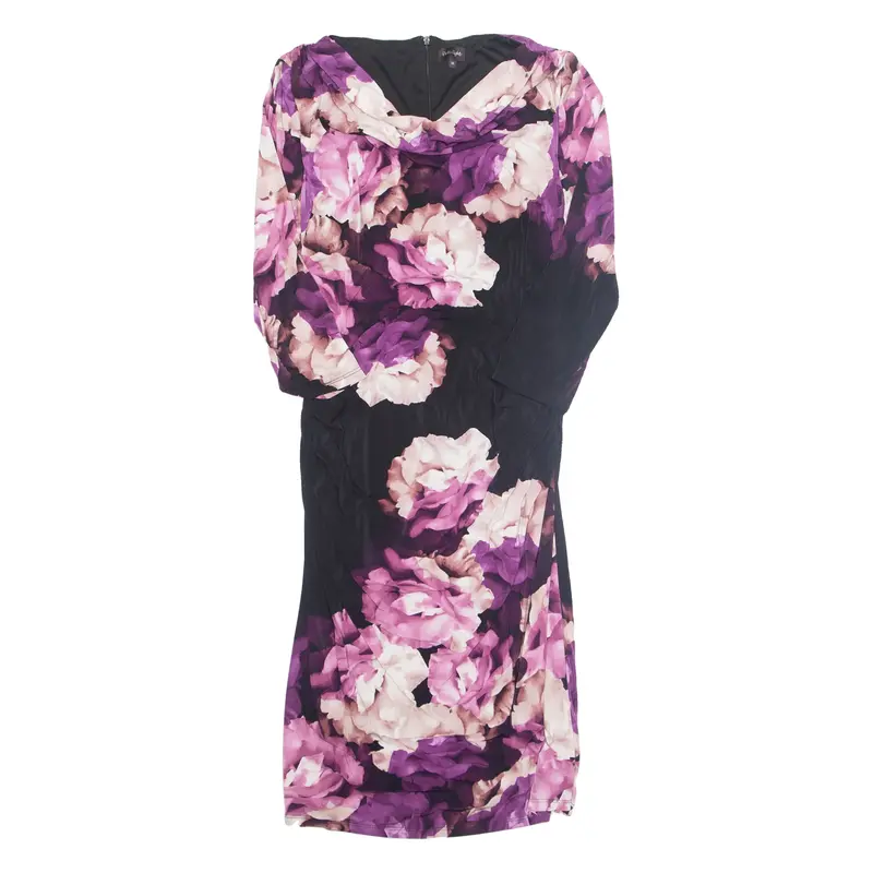 PHASE EIGHT Womens Bodycon Dress Black Floral Midi UK 18