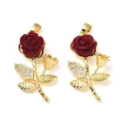 Brass Micro Pave Clear Cubic Zirconia with Resin Pendants