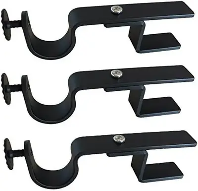 NoNo Bracket - No Drill Curtain Rod Bracket Attachment for Blinds (Black Set of 3)