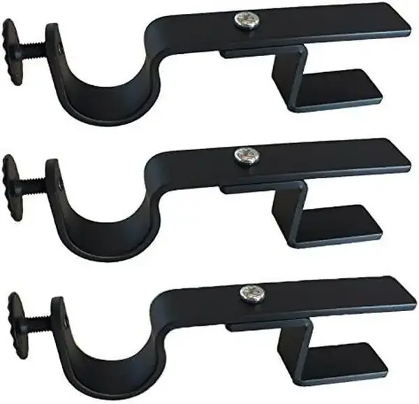 NoNo Bracket - No Drill Curtain Rod Bracket Attachment for Blinds (Black Set of 3)