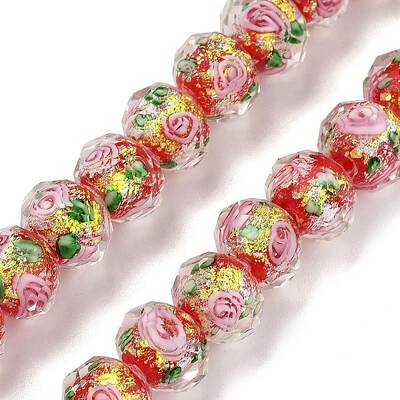 Handmade Foil Lampwork Beads Strands