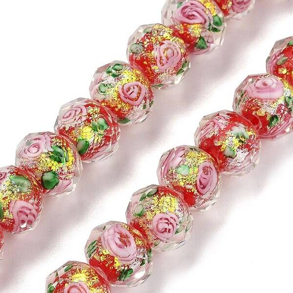 Handmade Foil Lampwork Beads Strands