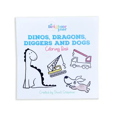 Dinos Dragons Diggers & Dogs Mini Coloring Book, A Brighter Year, Adult Coloring Book, simple, bold colouringbooks for grownu...