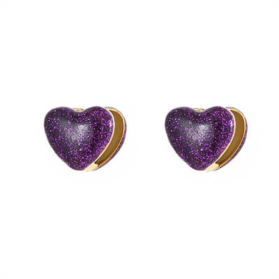 Heart Shape Golden 304 Stainless Steel Hoop Earrings