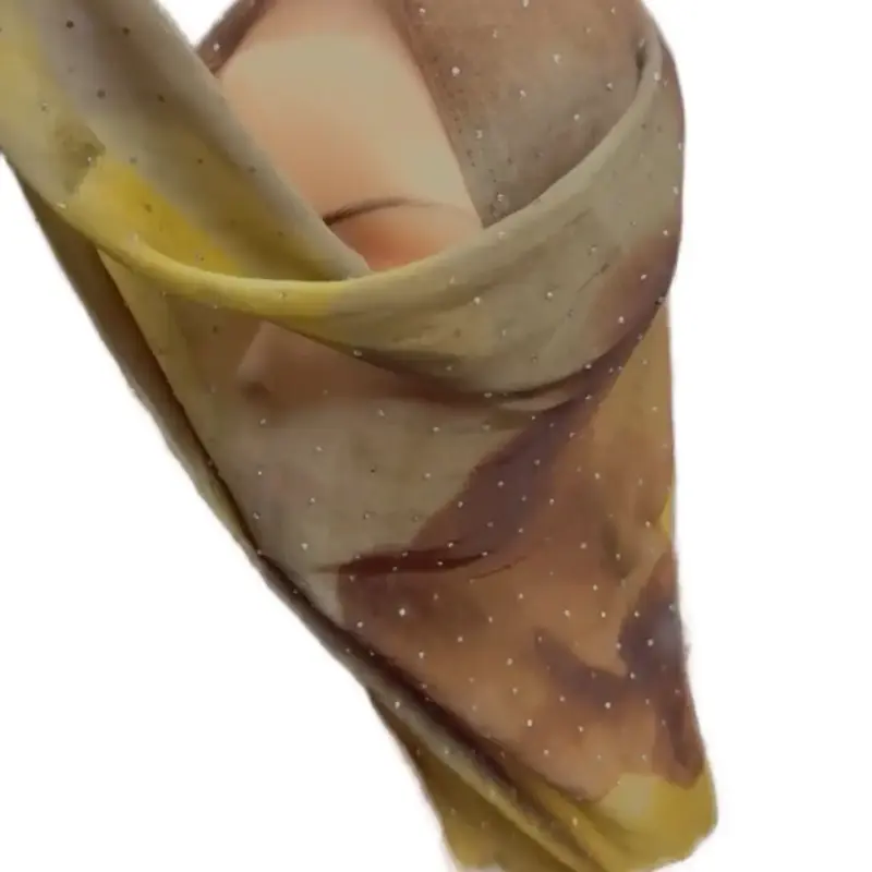 Women's Printed Satin Chiffon Hijab with Gemstones - Elegant and Versatile