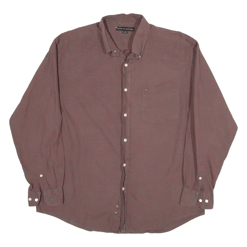 TOMMY HILFIGER Shirt Red Check Long Sleeve Mens L