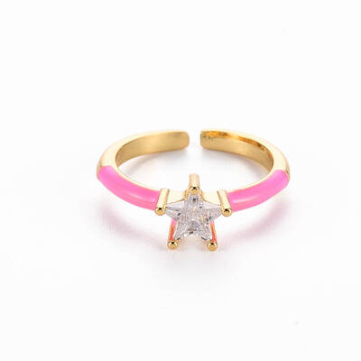 Brass Enamel Cuff Rings