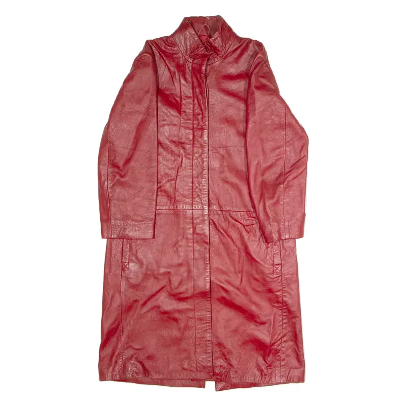 Womens Overcoat Coat Red Leather 90s L