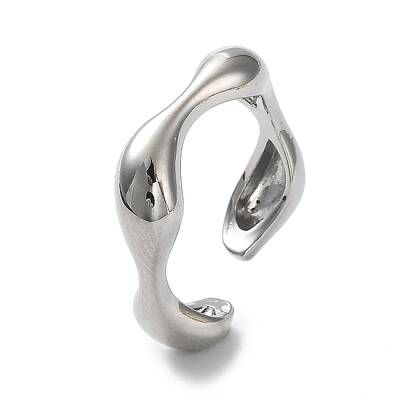 Rack Plating Brass Twist Wave Open Cuff Rings for Women