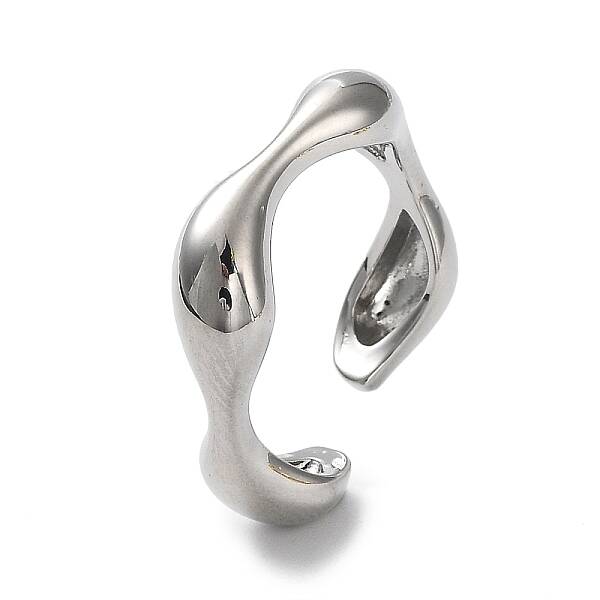 Rack Plating Brass Twist Wave Open Cuff Rings for Women
