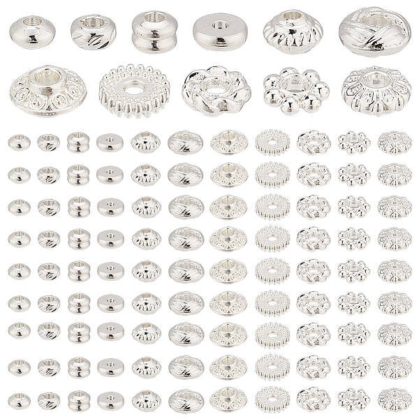 110Pcs 11 Styles Alloy & Brass Spacer Beads