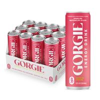 GORGIE Sugar Free Natural Energy Drinks, Sparkling Watermelon Crush (12 Pack) - Healthy Energy Drinks - Natural Coffee Replac...