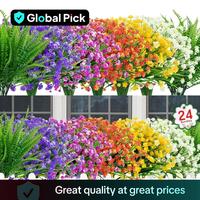 Artificial Flower, 24pcs/set Colorful Faux Flower Arrangement, Decorative Flower Design for Home Garden, Porch, Window Box, Y...