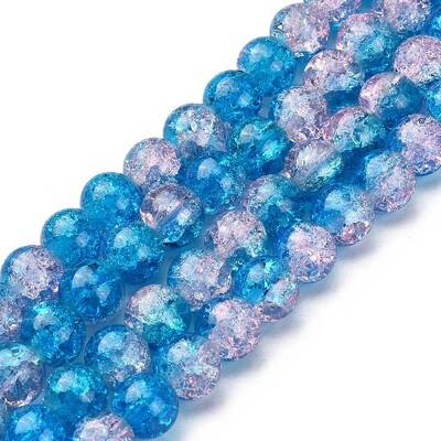 Spray Painted Crackle Glass Beads Strands