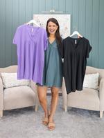 Zenana Gauze Short Sleeve Raw Edge Dress | S-3X