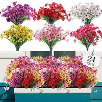 Artificial Flower, 12/24/ Colorful Faux Flower, Decorative Flower for Home Garden, Porch, Window Box, Yard and Seasonal Celeb...
